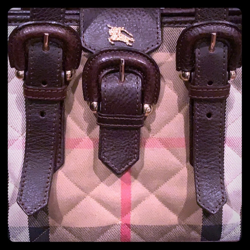 Burberry brown leather house check quilted tote